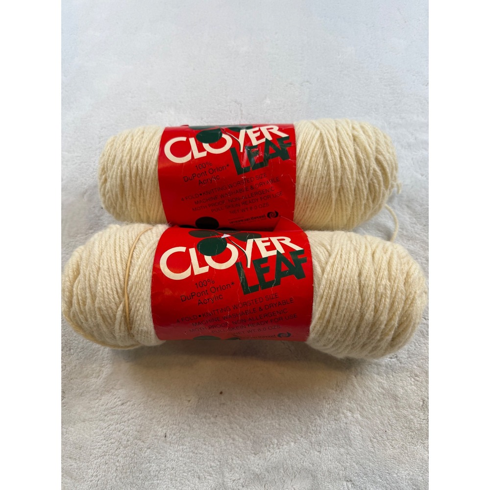 Clover Leaf Fisherman Yarn 2 Skeins 100% Acrylic Worsted Size Knitting Craft Lot